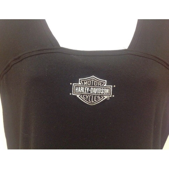 Harley Davidson Woodstock Top Tie Back Black Biker T Shirt  Women's Large - Picture 1 of 4